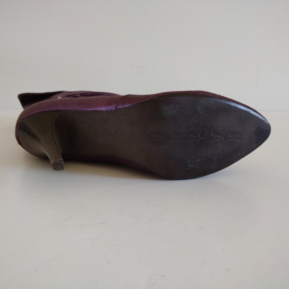 *NaNa Metallic Purple Leather Heeled Pull On Boots Vintage 10 - Picture 7 of 14